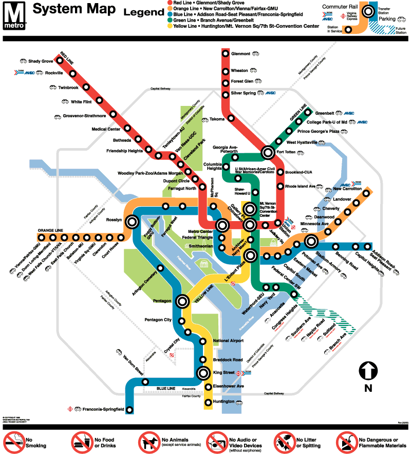 The Washington D.C. Metro Subway System. Pretty map, huh?